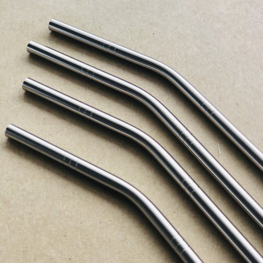 ステンレスストロー (フードグレード、カーブ型）/ Stainless Steel Straw (Food Grade, Curved)